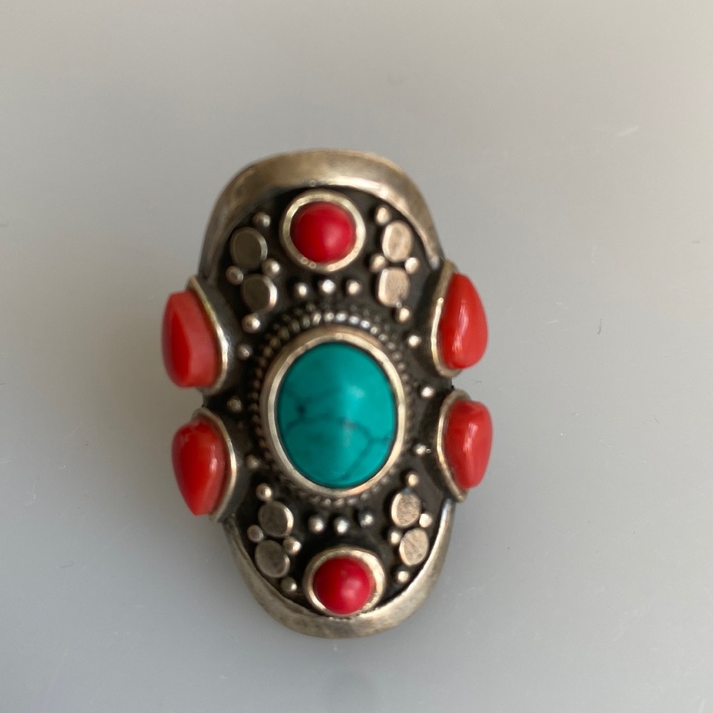 Tibetan jewelry coral ,turquoise and silver.